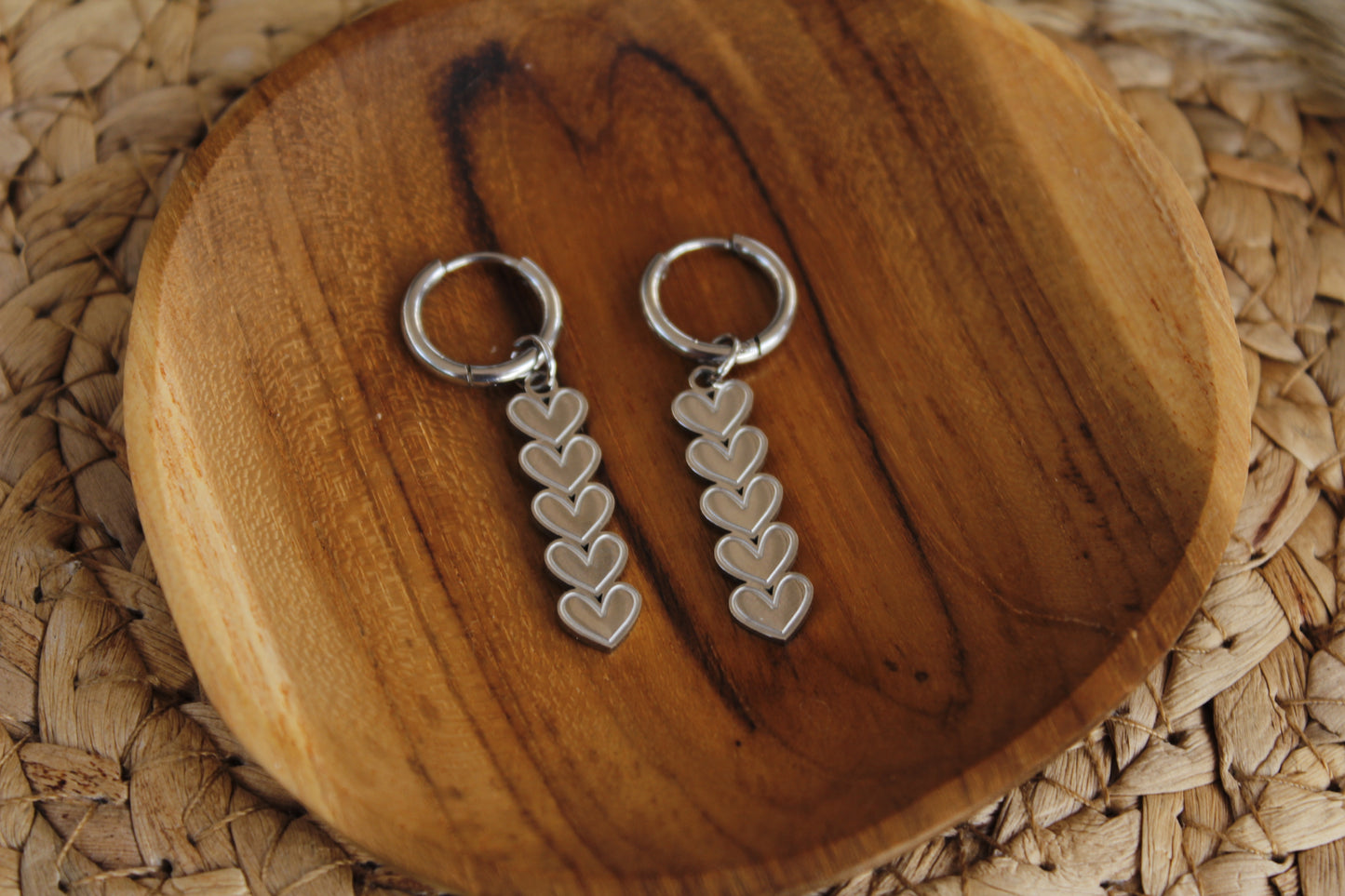 Zilveren oorringen met hartjes - Stainless steel | Littlemay.nl