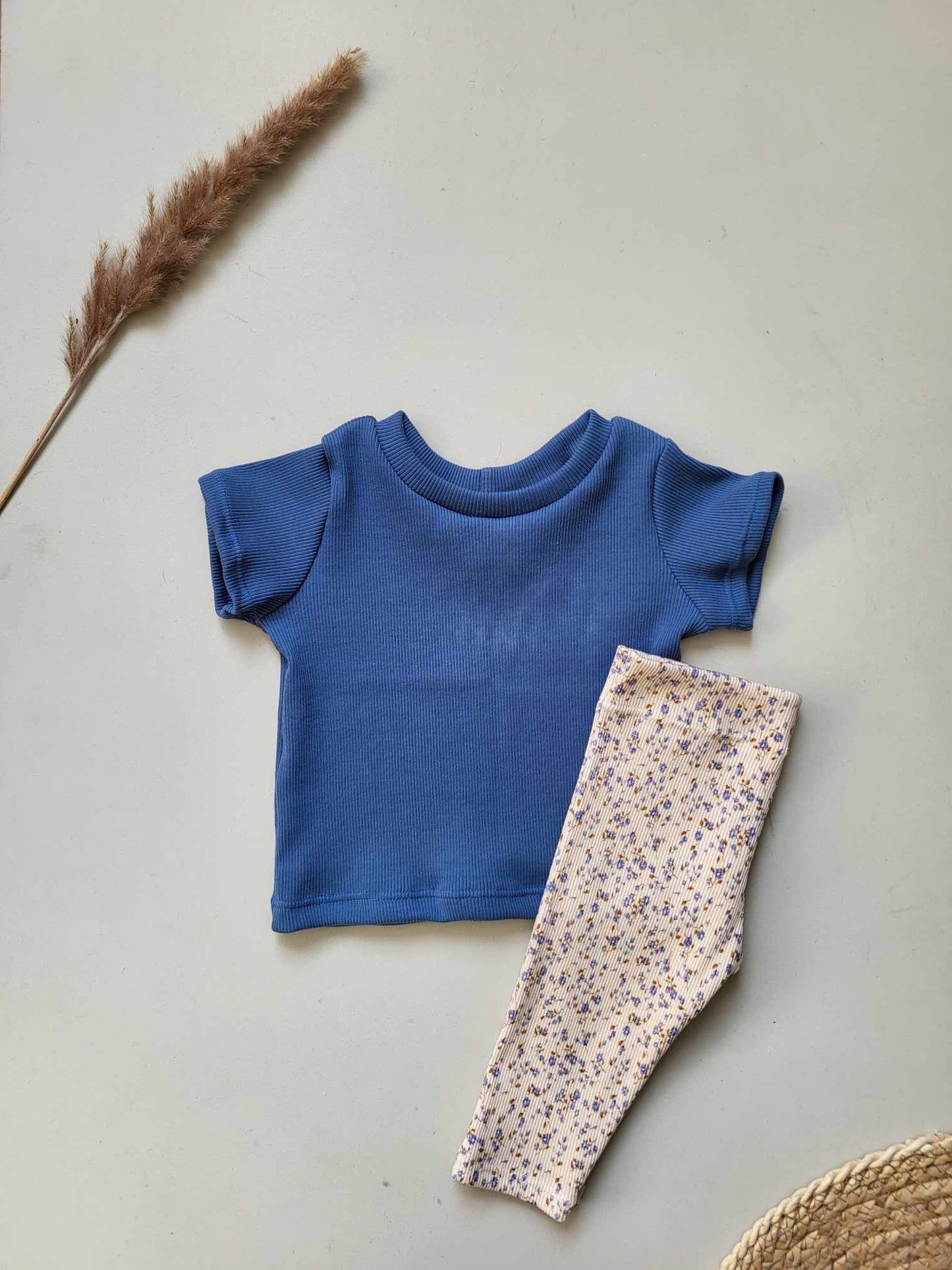 Littlemay.nl | Handgemaakte baby legging | Blue blossom