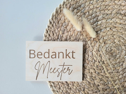 Kaartje van hout | Bedankt meester