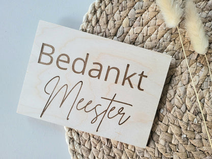 Kaartje van hout | Bedankt meester