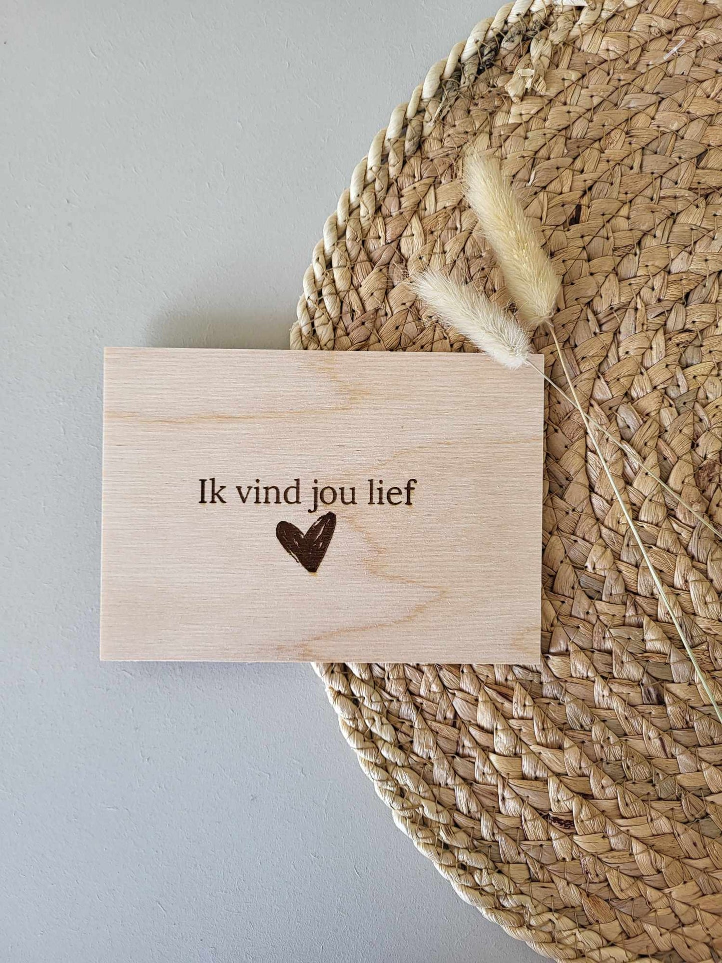 Kaartje van hout | Ik vind jou lief