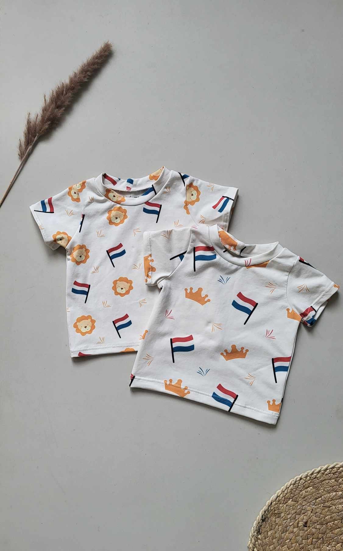 Handgemaakt baby T-shirt oranje rib van Littlemay.nl - Comfortabel en zacht. 