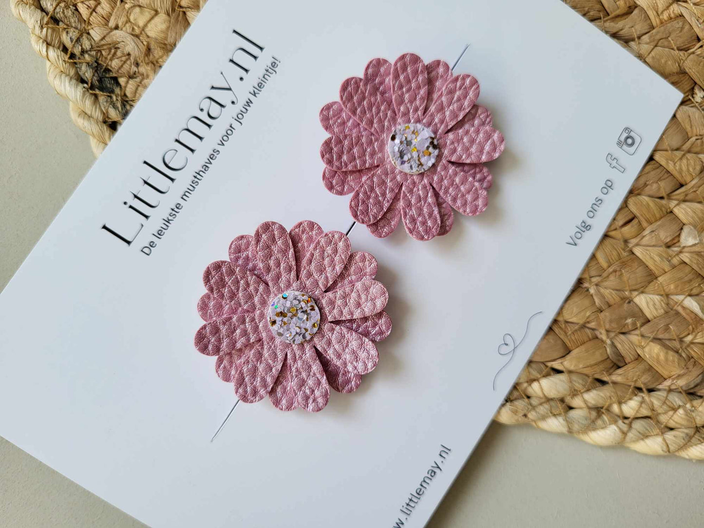 Handgemaakte haarspeldjes met bloemen voor meisjes van Littlemay.nl