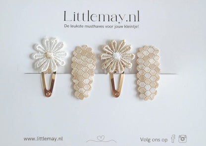 Handgemaakte haarspeldjes Madelief van Littlemay.nl | Uniek en stijlvol