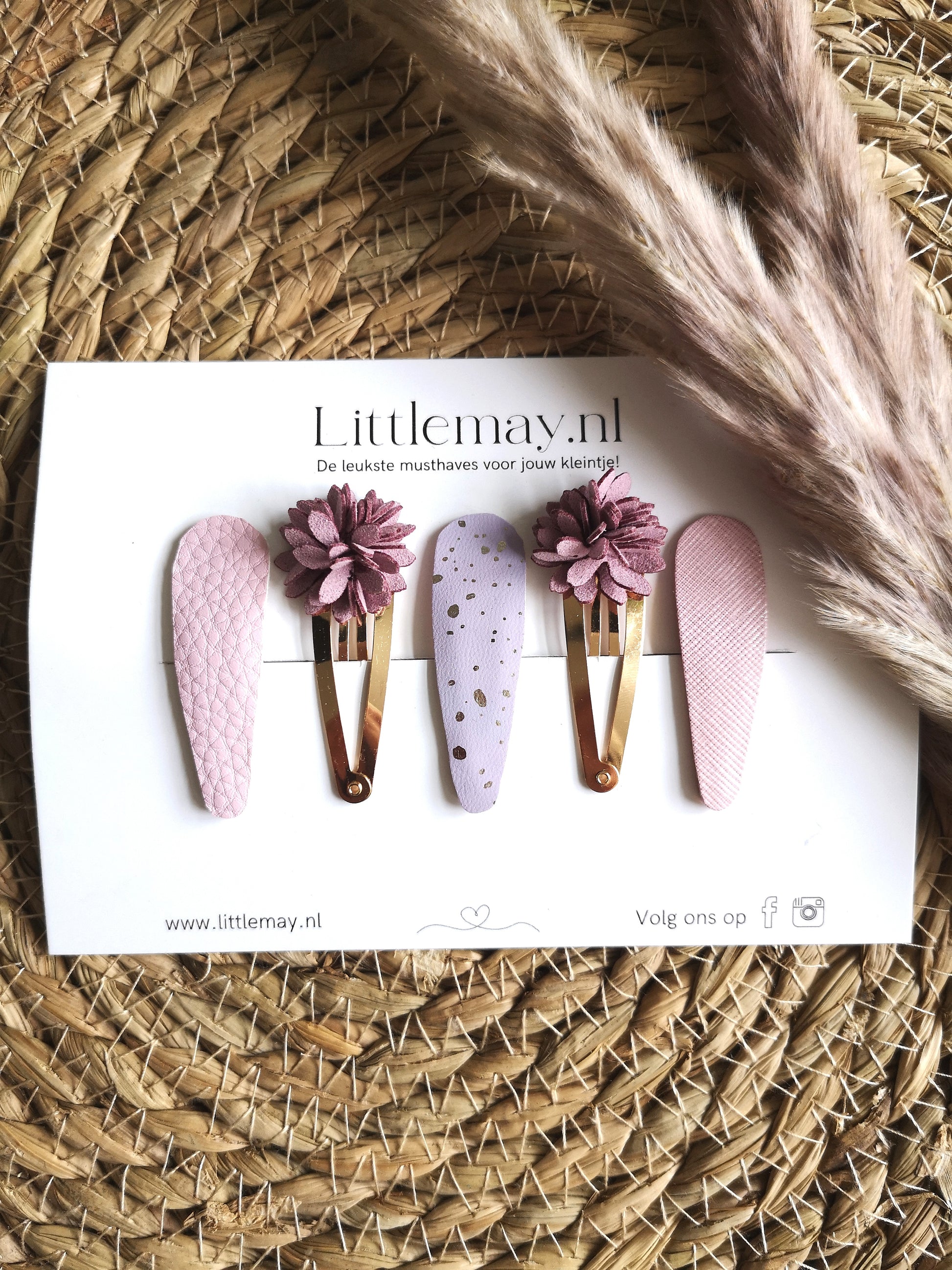 Stijlvolle haaraccessoirHandgemaakte haarspeldjes Lila van Littlemay.nl | Uniek en stijlvol