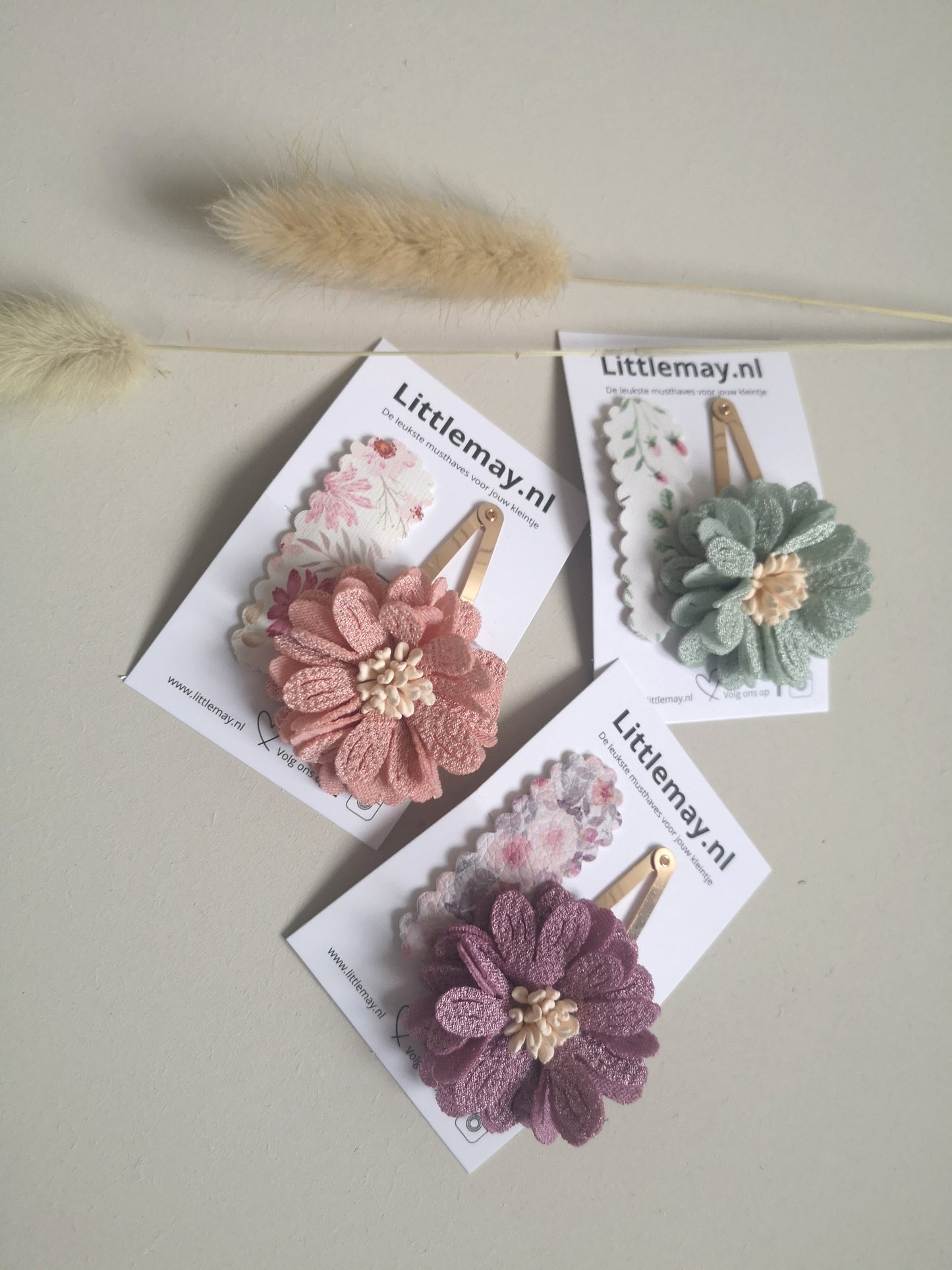 Haarspeldjes voor meisjes met bloemen bij Littlemay.nl | Set bloemen 13