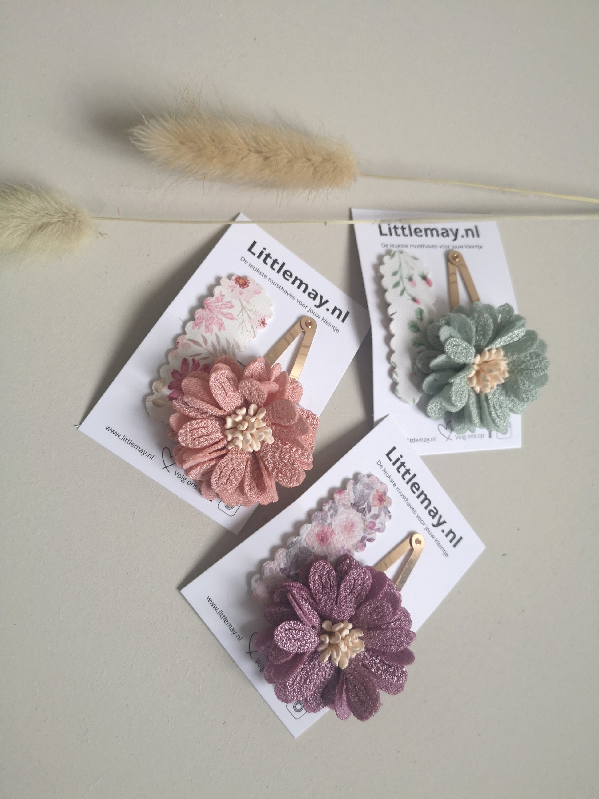 Haarspeldjes voor meisjes met bloemen bij Littlemay.nl | Set bloemen 15