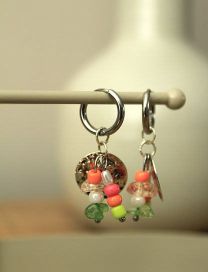 Zilveren oorringen met hangers - Stainless steel | Littlemay.nl