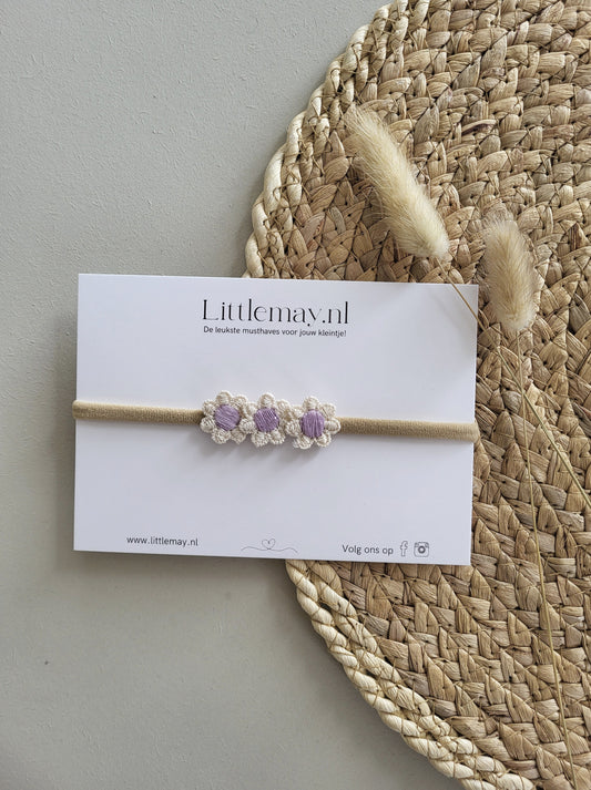 Handgemaakte stijlvolle haarband voor baby's van Littlemay.nl