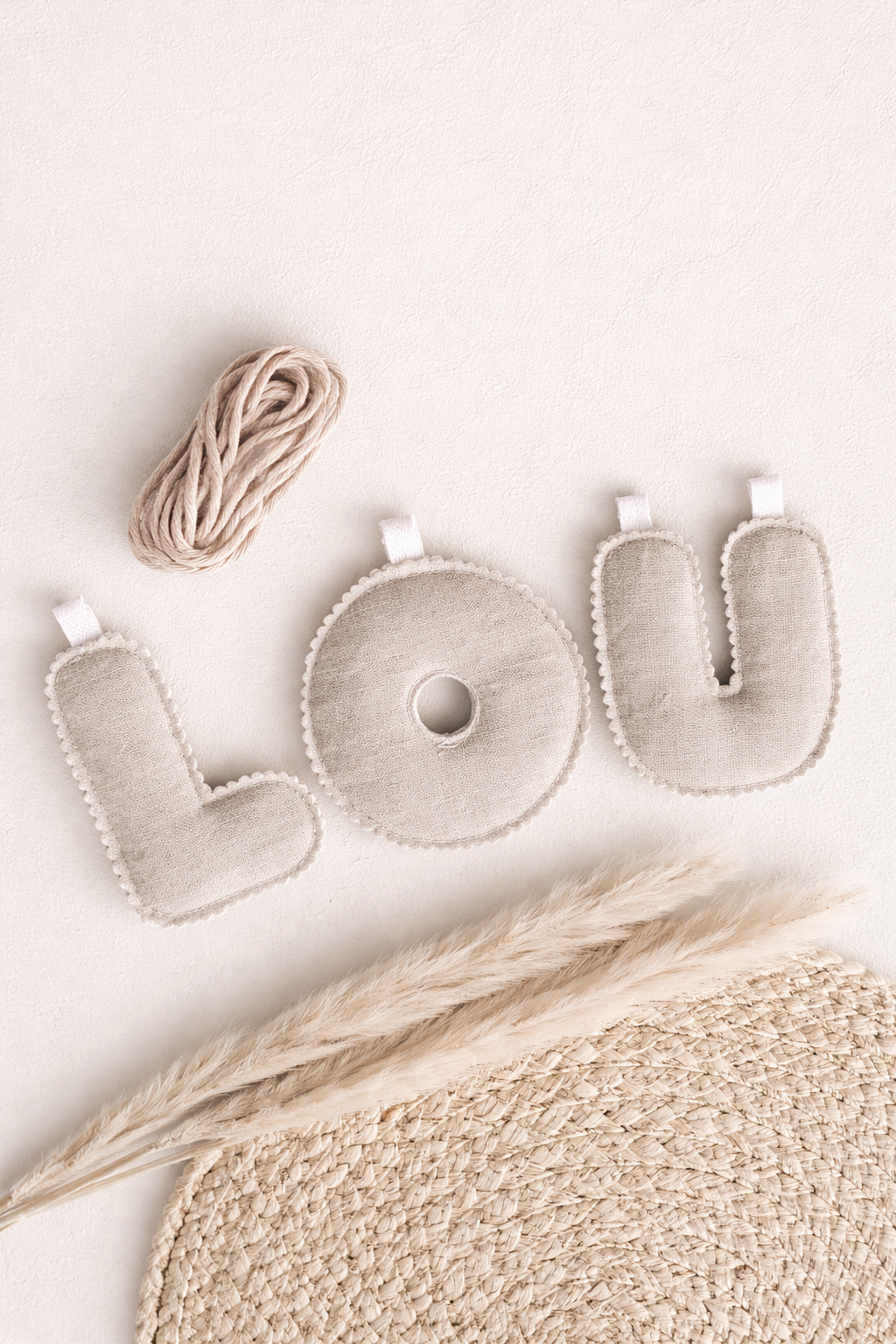 Littlemay.nl | Stoffen naamslinger linnen donker beige