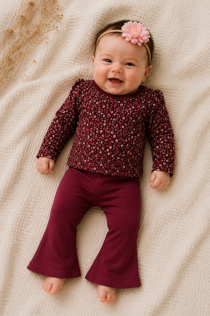 Baby flared legging - Bordeaux | Littlemay.nl