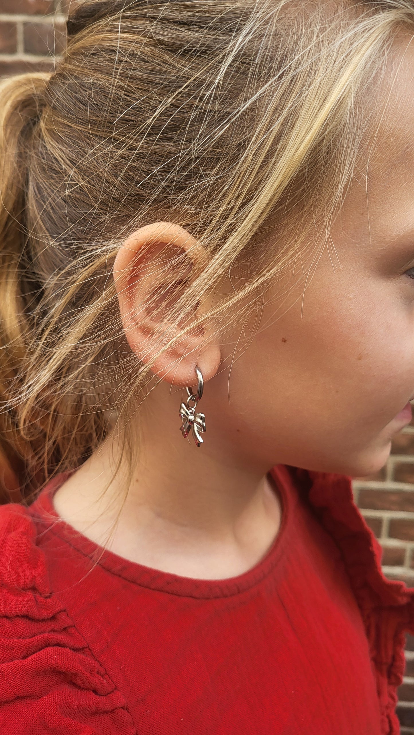 Stainless steel oorringen met hangers| Strik