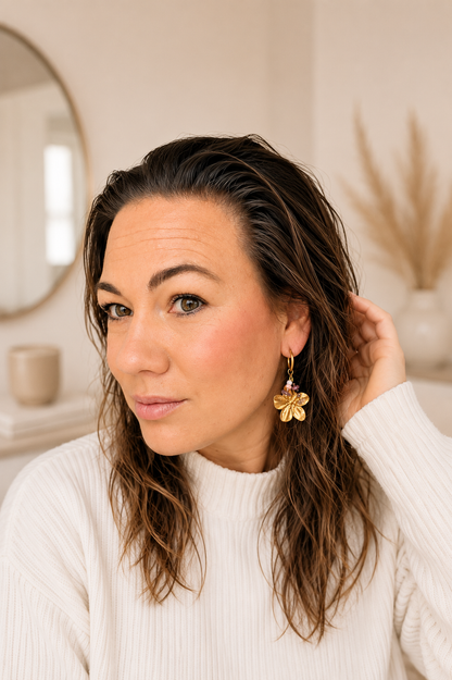 Littlemay.nl Stainless steel oorringen | gold flower