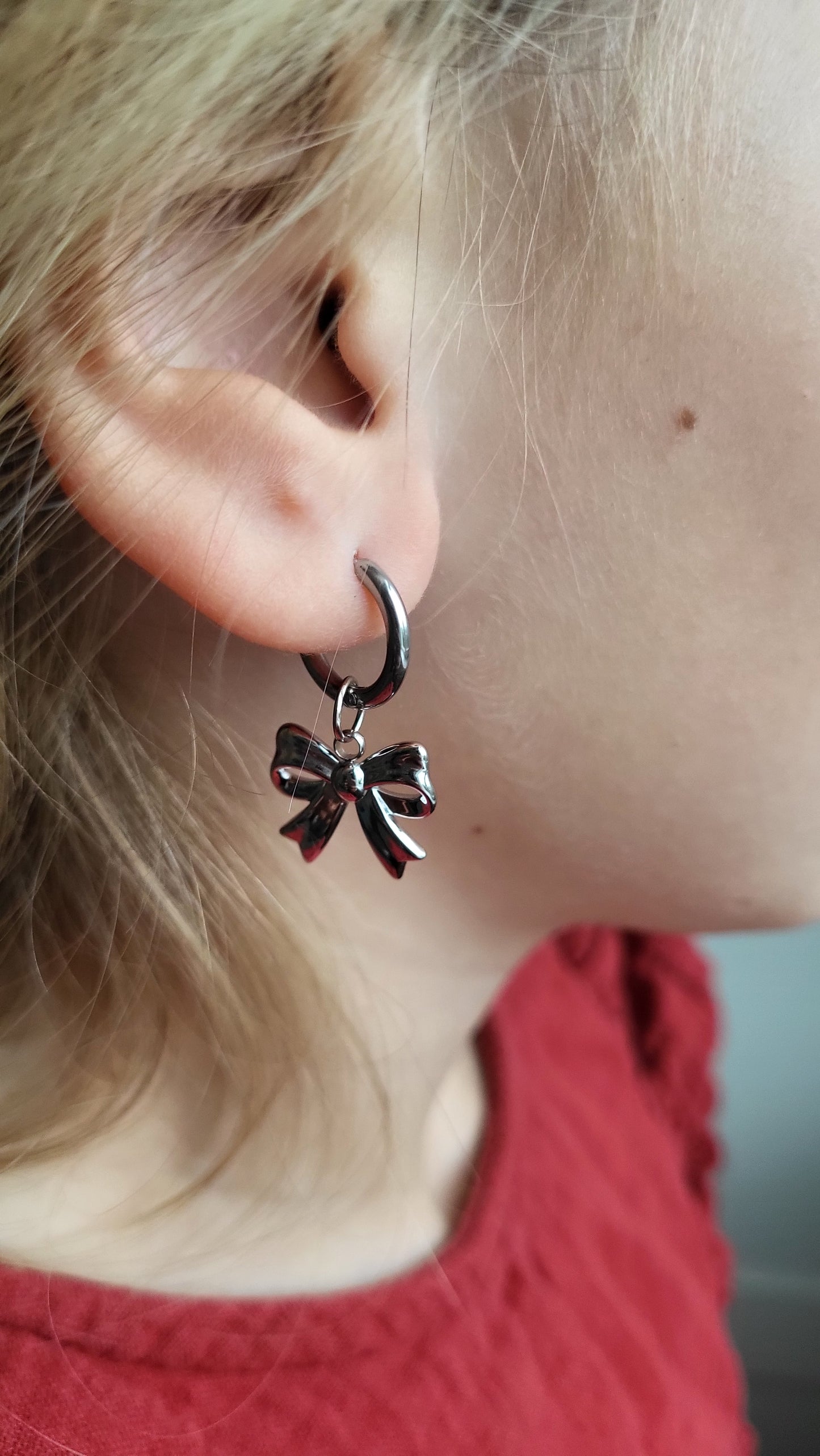 Stainless steel oorringen met hangers| Strik