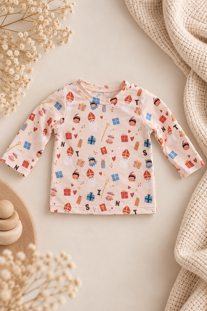 Sinterklaas longsleeve Crème | Littlemay.nl